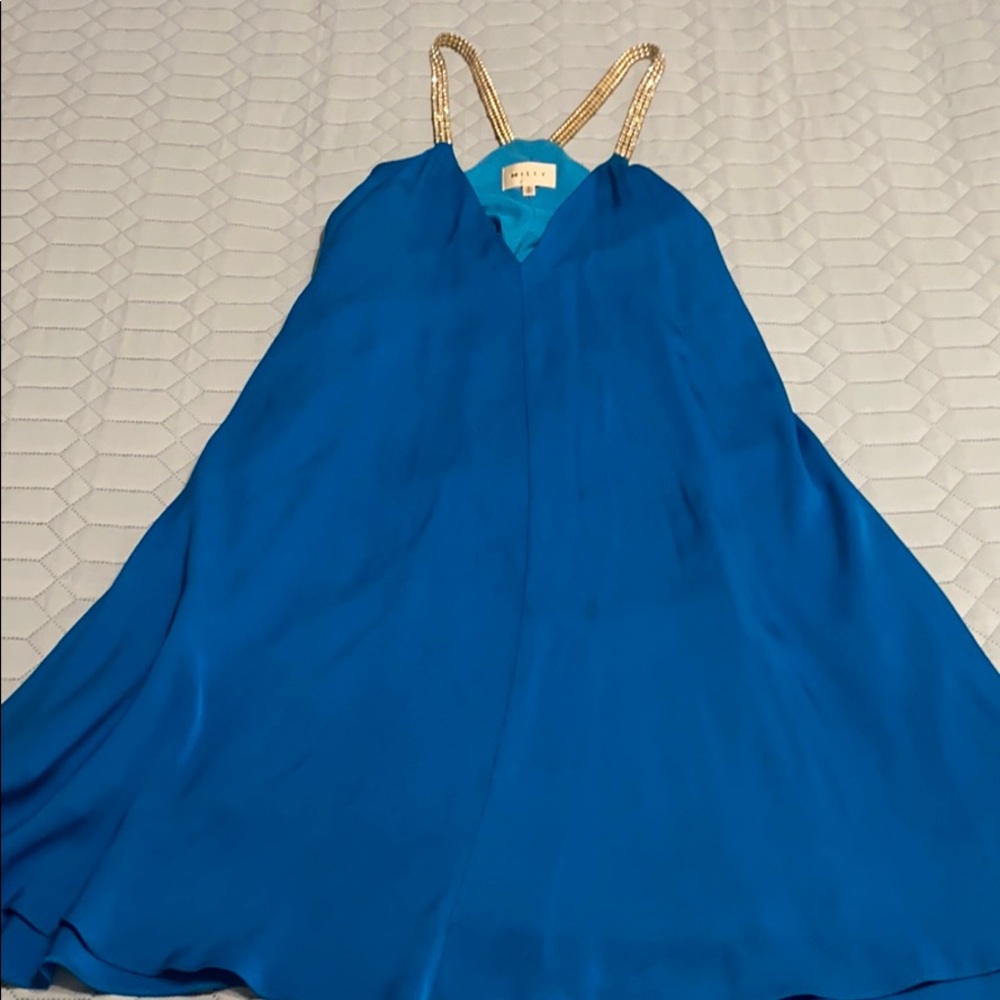 Milly swing dress with rhinestone straps
